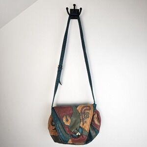 Unique Patchwork Leather Crossbody Bag Multicolor Shoulder Bag Statement